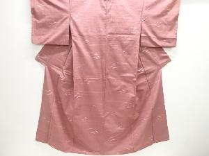 アンティーク　鳥模様織出し手織り紬着物